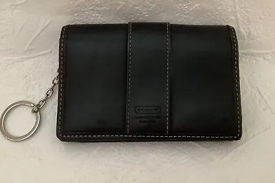 Vintage Coach Black Leather Mini Wallet Keychain Coin Purse • $34
