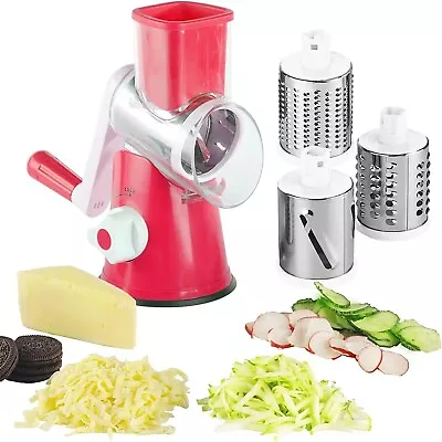 Rotary Cheese Grater Cheese Shredder (Red) - Kitchen Manual Cheese Grate • $14.88