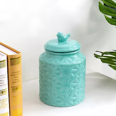 Turquoise Vintage Ceramic Kitchen Flour Canister/Cookie Jar • $39.99