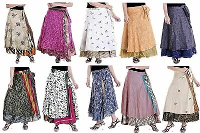 Vintage Indian Women Beach Party Dress Silk Skirt Wrap Long Skirt 20 PC Lot • $245.42