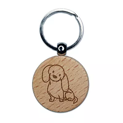 Dachshund Sitting Tilting Head Wiener Dog Engraved Wood Round Keychain Tag Charm • $9.99