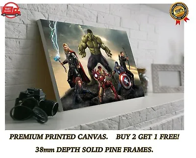 Avengers Hulk Thor Marvel Movie Large CANVAS Art Print Gift A0 A1 A2 A3 A4 • £63