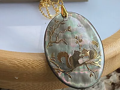 Natural Paua Abalone Shell Dangle Drop Pendant Handmade Jewelry Squirrel • $0.99
