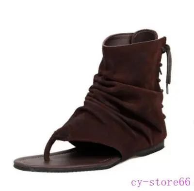 Men's Gladiator Thongs Leather Lace Up High Top Casual Beach Sandals Roman Boots • $91.99