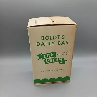 Vintage Ice Cream Container Boldt's Dairy Bar 1/2 Gallon Warsaw NY Bloomer Bros • $14.79