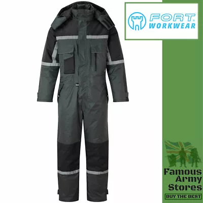 Fort Waterproof Padded Coverall Lined Hooded Reflective Winter Warm BoilerSuit • £78.95