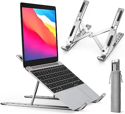 Adjustable Metal Laptop Stand Folding Portable Desktop IPad Holder Support Work • £9.99