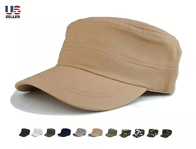 Men Women 100% Cotton Cap Army Hat Cadet Castro Military Patrol Baseball Combat • $6.95