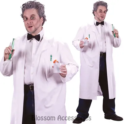 CL779 Mad Scientist Evil Doctor White Coat Lab Einstein Halloween Mens Costume • $20.26