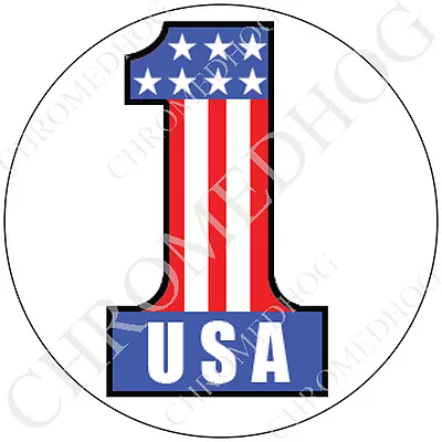 Premium Round 3M Epoxy Gel Domed Decal Or Flat Sticker - USA #1 Flag Stars White • $2.30
