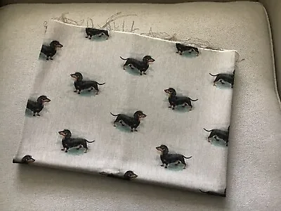 Dachshund Design - Luxury Cotton Rich Digital Printed Linen Fabric - 1/2 Metre • £6.50