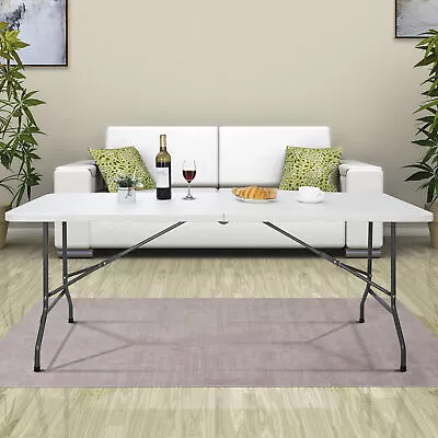 $59.58 • Buy 6' Rectangle HDPE Folding Table Resin Desktop Picnic Camp Dining Handheld 220lbs