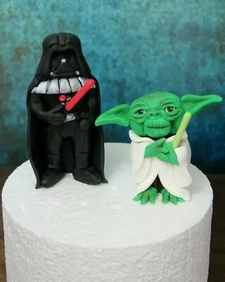 STAR WARS YODA & DARTH VADER Inspired Figurines Cake Topper  • £38.99