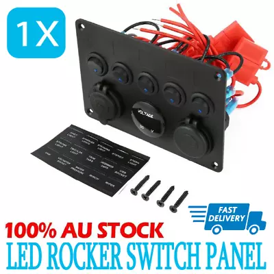 $28.59 • Buy 5 Gang 12V Switch Panel Control USB Charger ON-OFF Toggle For Truck Marine Boat