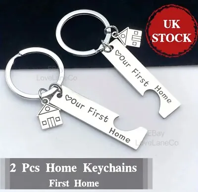 2 Pcs Our First Home Key Chain Keyrings Keyring New House Tag Couple Gift Idea • £4.25