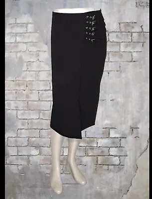 Worthington Black 5 Side Buckle & Zip Midi Skirt Size 18 Lined Faux Wrap • $25