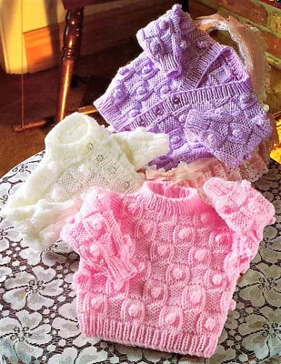 £1.99 • Buy Baby Girls Boys Bobble Sweater Jumper Cardigan KNITTING PATTERN Aran 16 - 22 