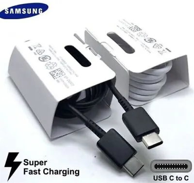 Genuine Samsung Galaxy Type C To C Note S21 Ultra Super Fast USB C Charger Cable • £3.18