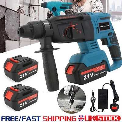 For Makita 21V Cordless Drill SDS Rotary Electric Impact Hammer W/ 2 Batteries • £49.99