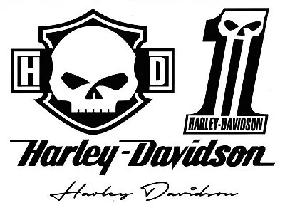 Harley Davidson Stickers Set Gloss Black Custom • $25