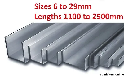 ALUMINIUM CHANNEL U  PROFILE 6mm 10mm 13mm 16mm 19mm 22mm 25mm 29mm Select Size • £31.85