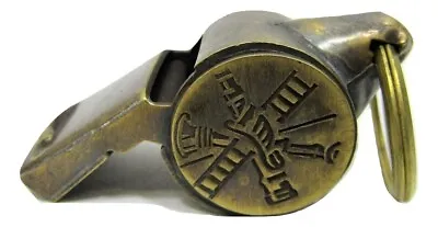 New Brass 2  Working Replica Fireman Fire Fighting Whistle W/Ring Vintage Patina • $13.95