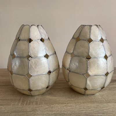 Capiz Shell Natural Teardrop Pair Of Vintage Lampshades X2 24cm • £29.95