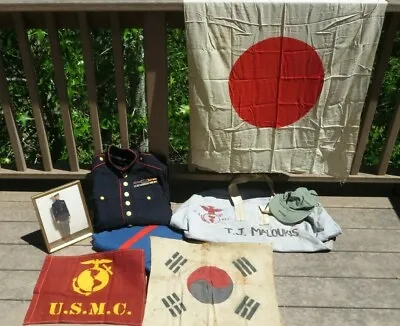 Korea War USMC US MARINE CORPS GROUPING FLAGS UNIFORM BAG PHOTO • $929.99