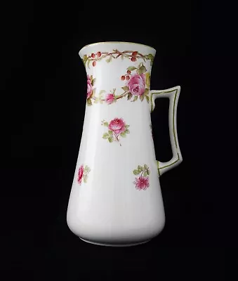 Antique Minton 8  Porcelain Pitcher Pink Yellow Roses T686 Great Floral Display! • $24.99