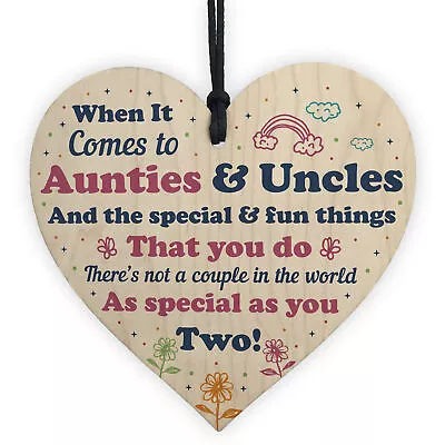 Auntie And Uncle Gifts Wooden Heart Auntie Uncle Birthday Christmas Gifts • £3.99