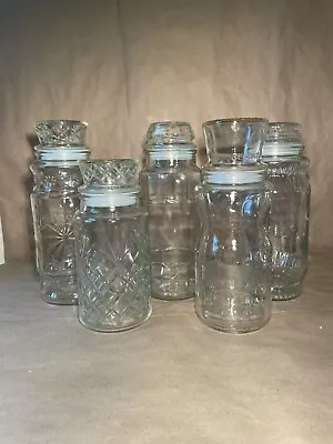 Vintage Planters Nuts Jars Multiple Years Set Of Five Anchor Hocking 1979-1991 • $45