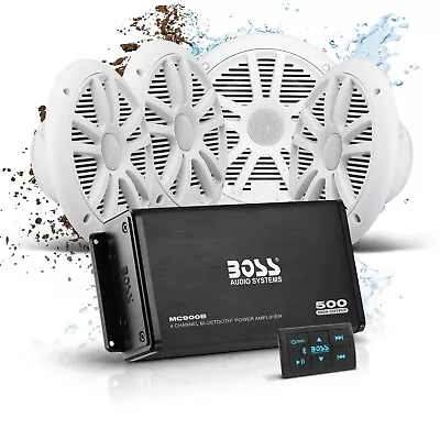 BOSS Audio Systems ASK904B.64 Boat 6.5” Speakers Amplifier - Bluetooth Remote • $211.27