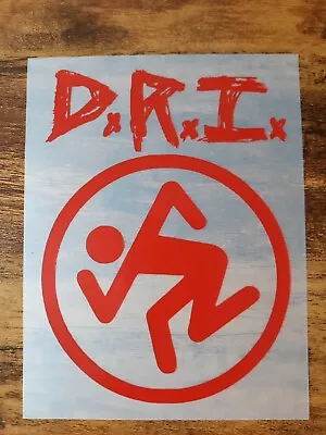 D.R.I. DIRTY ROTTEN IMBECILES THRASH BAND RED VINYL  CAR DECAL 5  1/2 X 4  • $5.49