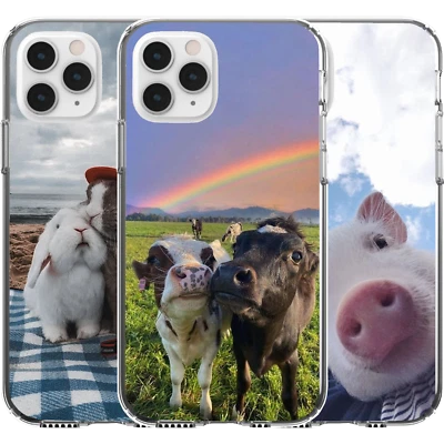 Silicone Cover Case Cute Baby Animal Friends Pig Cow Rabbit Bunny Bovine Rainbow • $16.95