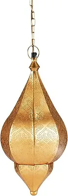 Gold Moroccan Lantern Lamp Lighting Turkish Hanging Lamp Hole Seljuks Pattern • $154.79