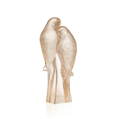 Lalique Two Parakeets Gold Luster Sculpture #10571700 Brand Nib Birds Save$ F/sh • $1351.74