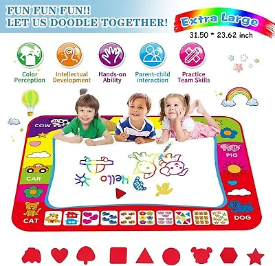 80x60 Mess Free Drawing Water Pen Painting Writing Magic Doodle Mat Board Kids.. • £8.27