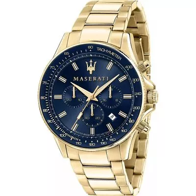 Maserati Men's Sfida R8873640008 Watch Gold Stainless Steel Quartz Watch 44mm • $214.89