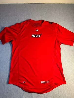 NBA MIAMI HEAT BASKETBALL ADIDAS RED HOT T-SHIRT SHORT SLEEVE Size Large • $8.99