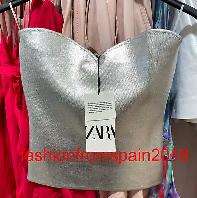 $40.48 • Buy Zara New Woman Off-shoulder Knit Bustier Top Sweetheart Silver S-xl  2142/074