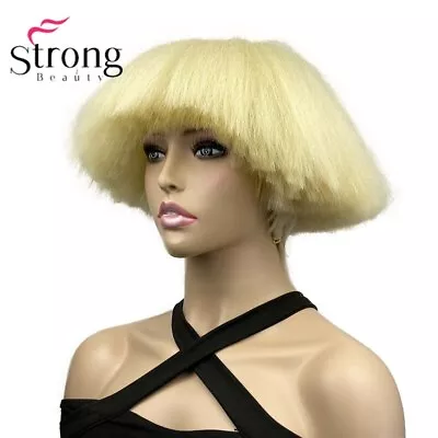 Yaki Straight Voluminous Mushroom Wig Blonde Mushroom Hair Bowl Synthetic Wigs • $23.99