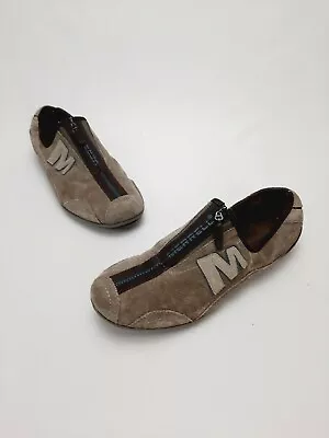 Merrell Arabesque Gunsmoke Brown Leather Womens Shoe Size 6 Slip On Zip Up • $29.99