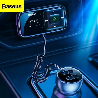 Baseus Bluetooth Wireless Car FM Transmitter AUX Receiver Adapter 2 USB Charger • $14.99
