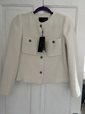Massimo Dutti Cream Cropped Jacket With Gold Buttons Size XS • £90