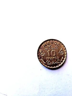 Sale! Moroccoan 10 Francs Coin 1952 1371 Y# 49 Morocco Mohammed V Ten • $2.76