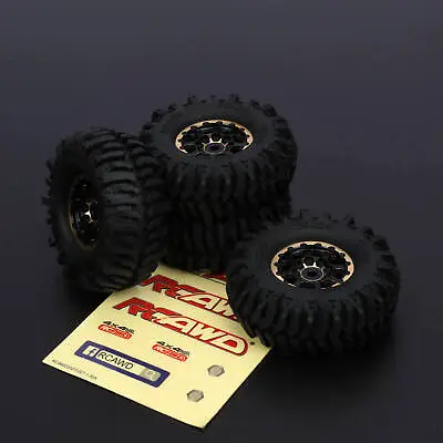 RCAWD Brass Wheels Rim & Large Tires For FMS 1/18 FCX18 LC80 FJ Series • $49.96