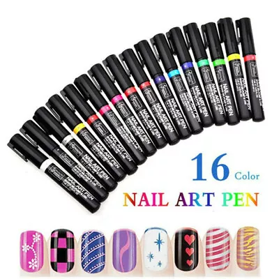 16 Colors Set Nail Art Pen For 3D Nail Art DIY Decoration Nail Polish Pen Set • $23