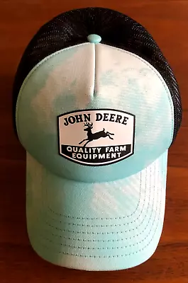 NEW John Deere Quality Farm Equipment  Pale Blue Black Mesh Back Trucker Cap OS • $25.99