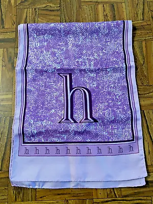 Vintage Purple Monogram  H  Rectangle Long Scarf 100% Polyester Made Italy 52  • $5.99