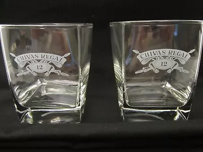 Chivas Regal Whiskey Lowball Rocks Glass Heavy Square Bottom Barware • $22.45